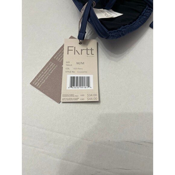 Flirtt Gottex Satin Touch Solid Navy Triangle Bikini Bra Size M New With Tags - Picture 6 of 6